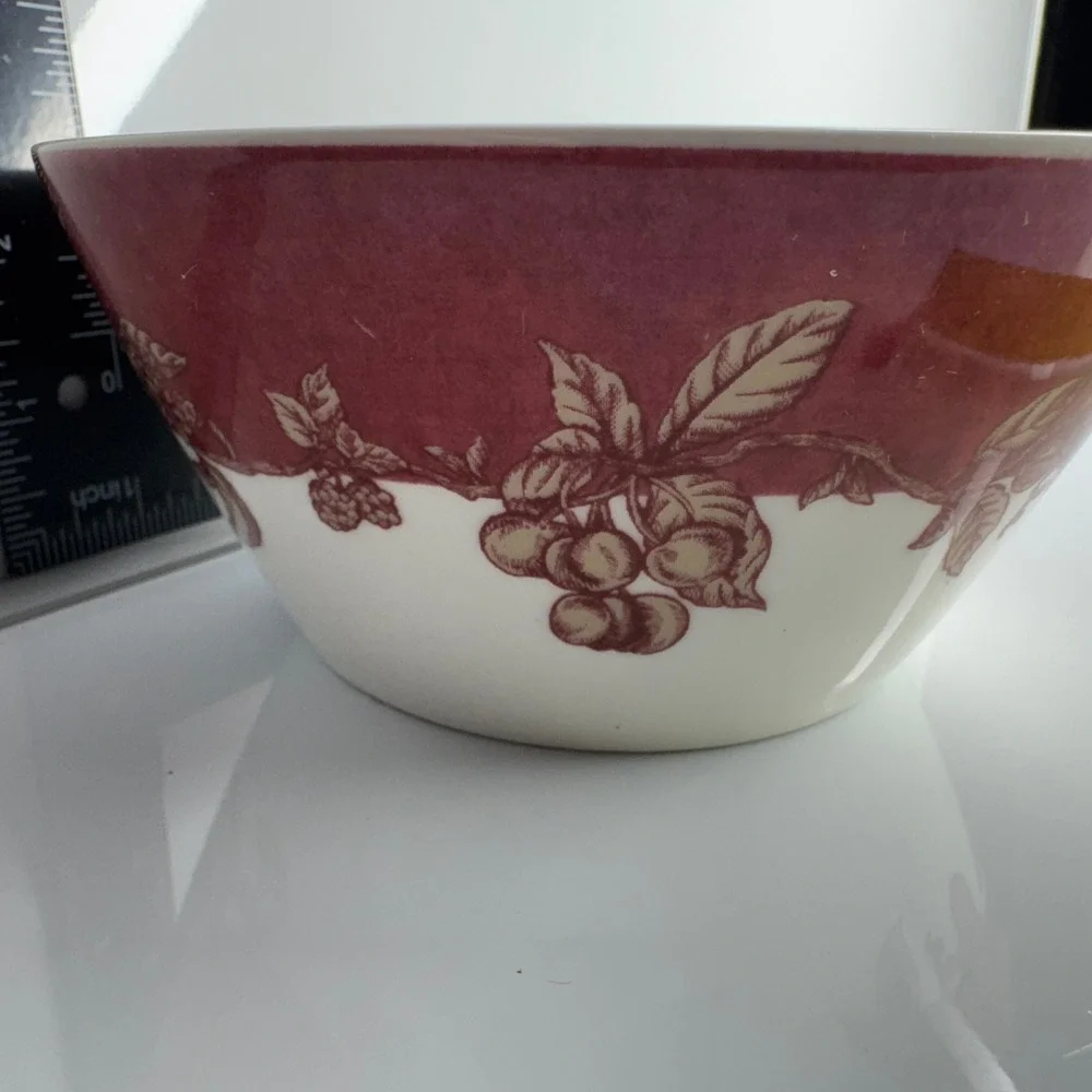 Vintage Waverly Red Floral Ceramic Bowl‎ Kitchenware Cereal Dish Garden Room